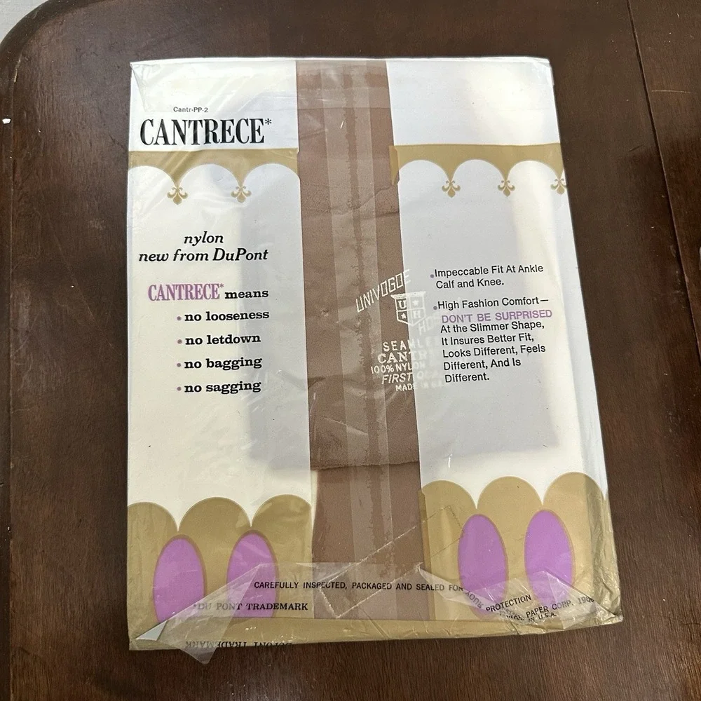 Vintage CANTRECE Deluxe Seamless Sheer Stockings Golden Sand Size 8-9 NEW